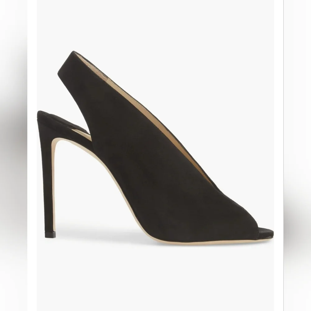 [SOLD]Jimmy Choo Size 37.5 Shar Peep Toe Slingback Pump Suede - Picture 2 of 8